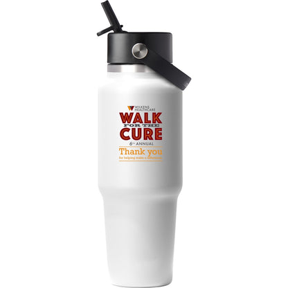Front View of White Hydro Flask® Travel Bottle w/ Flex Straw Cap 32oz
