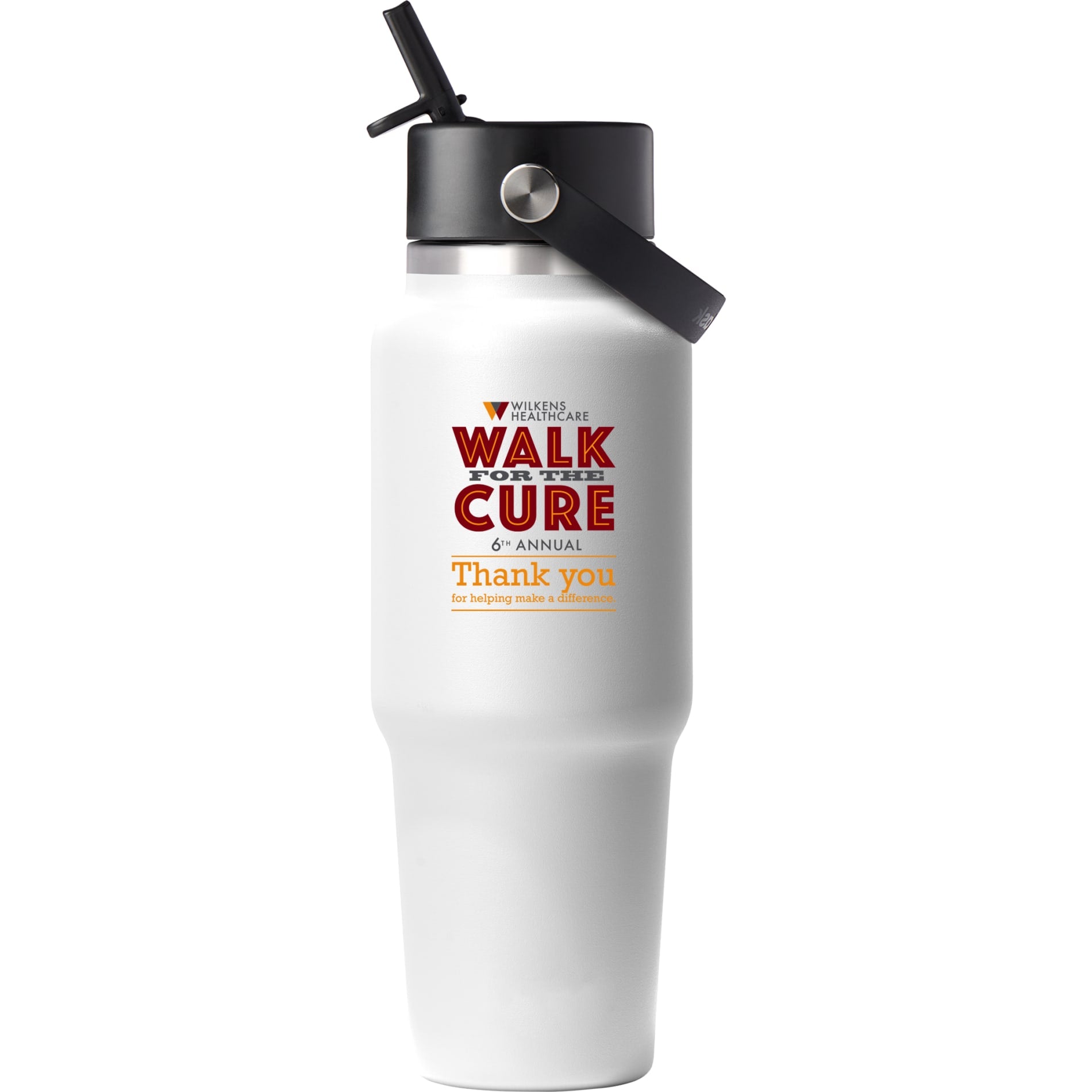 Front View of White Hydro Flask® Travel Bottle w/ Flex Straw Cap 32oz