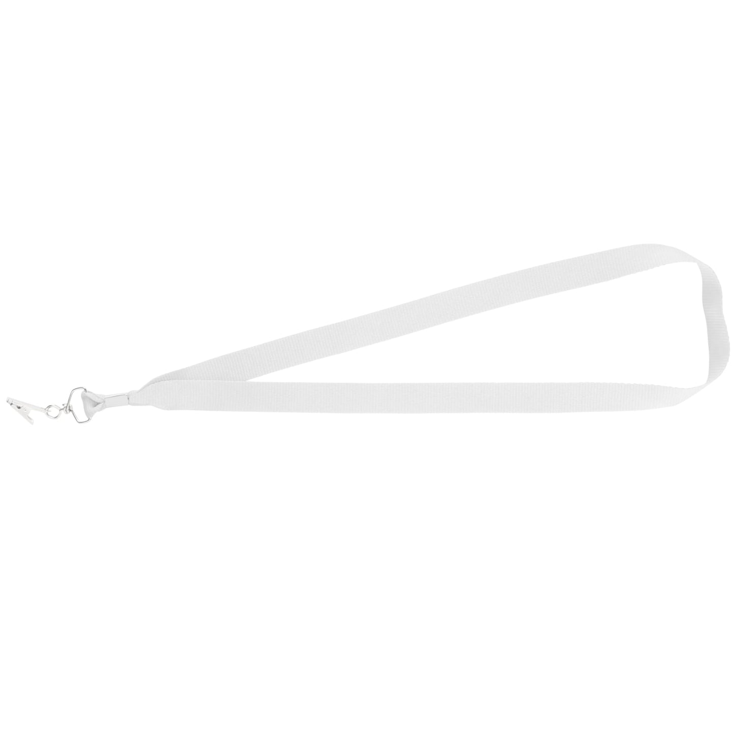 Front View of White Lanyard with Bulldog Clip plain