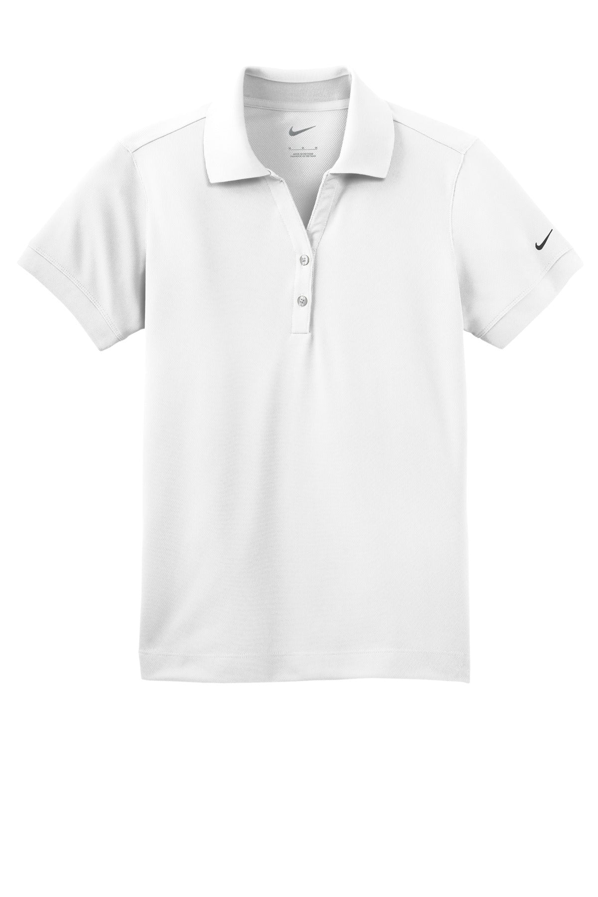 Front View of White Nike Women's Dri-FIT Classic Polo. 286772
