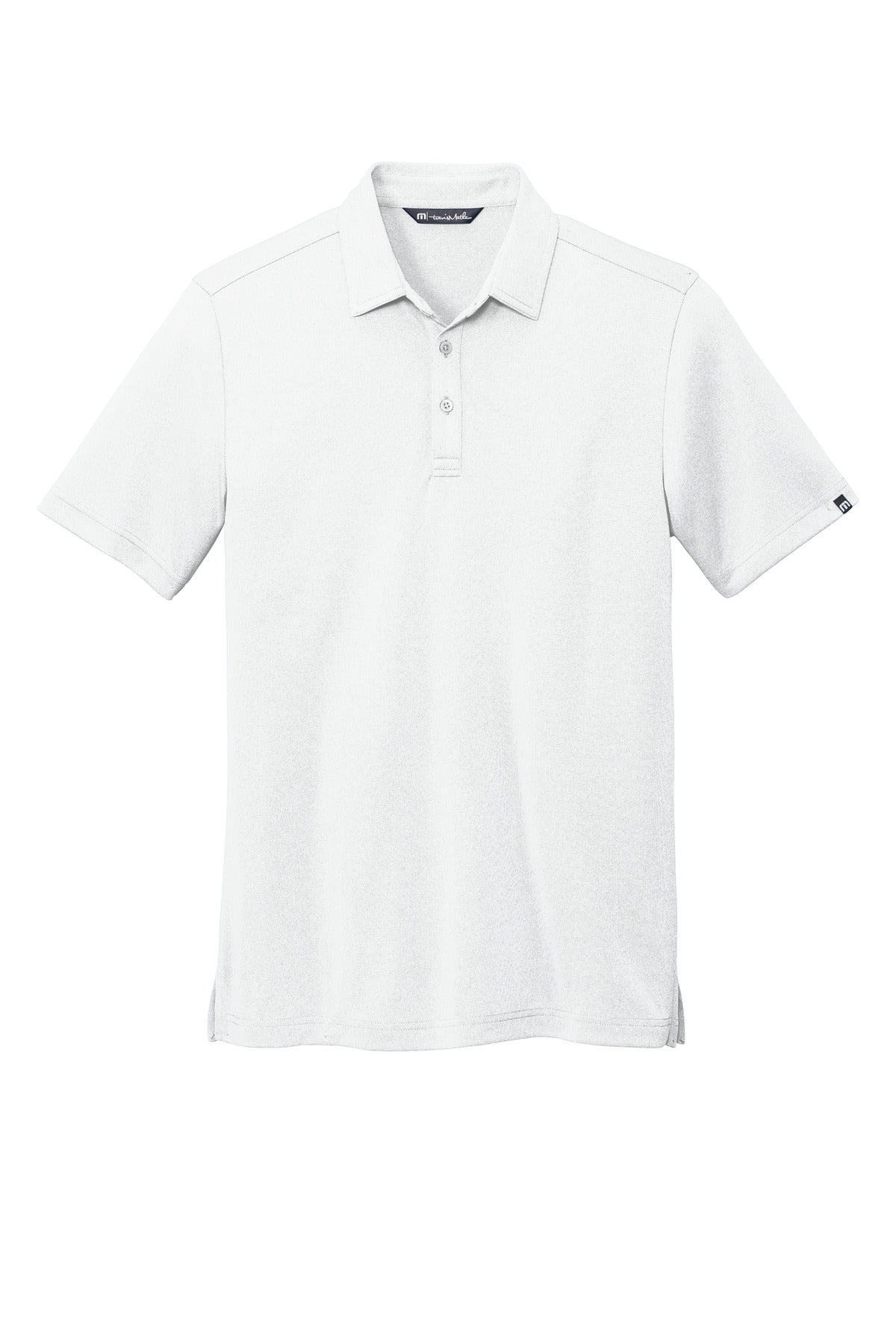 Front View of White TravisMathew Coto Performance Polo. TM1MU410