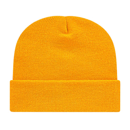 Front View of Yellow Cap America Knit Cap with Cuff plain