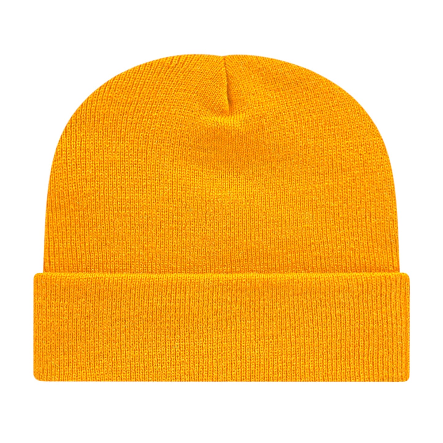 Front View of Yellow Cap America Knit Cap with Cuff plain