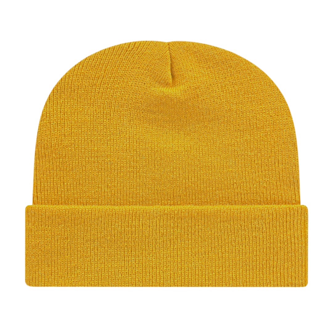 Front View of Yellow Cap America Knit Cap with Cuff plain
