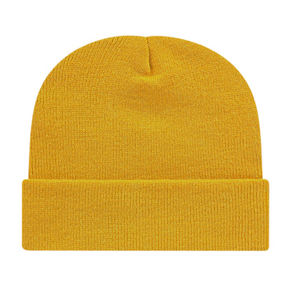 Front View of Yellow Cap America Knit Cap with Cuff plain