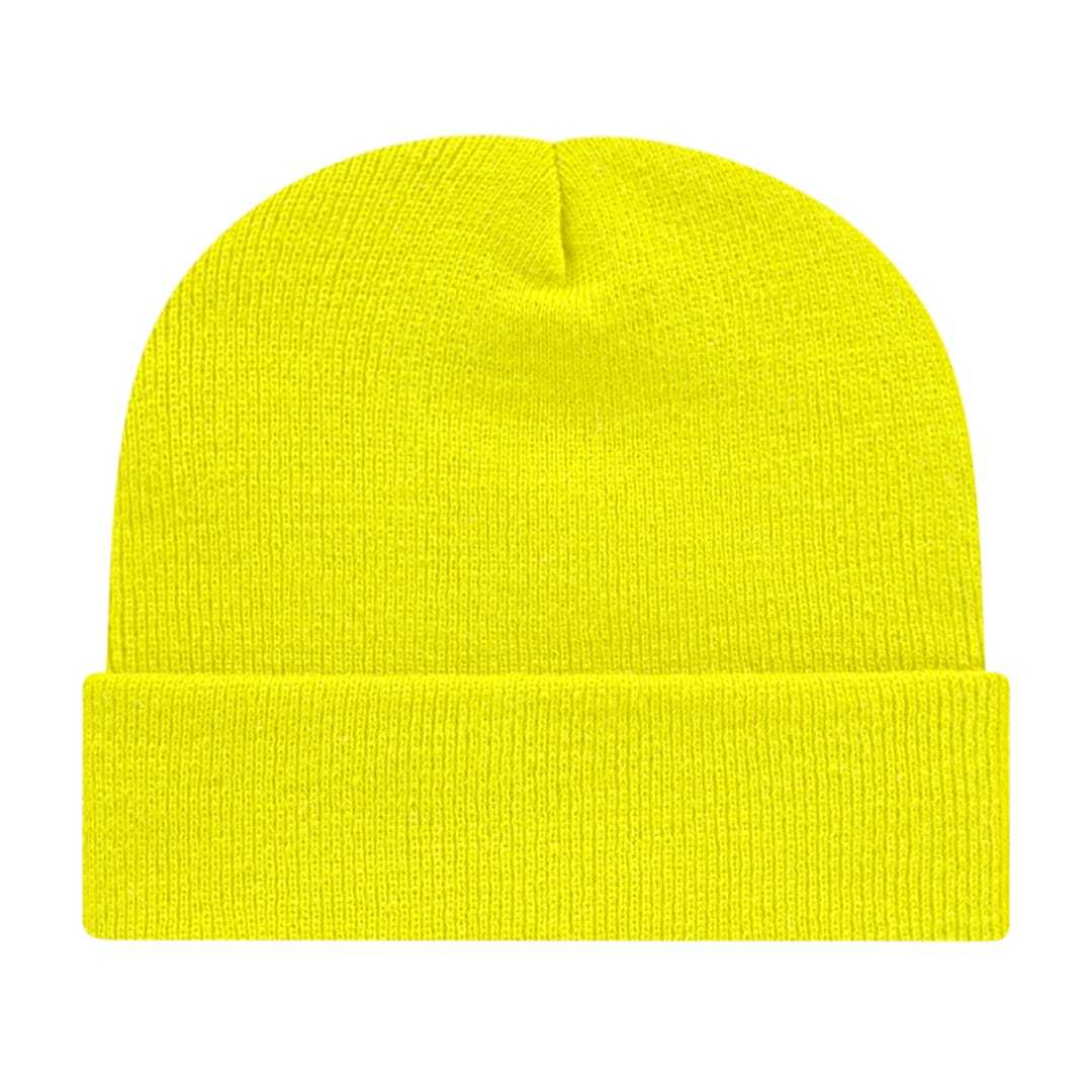 Front View of Yellow Cap America Knit Cap with Cuff plain