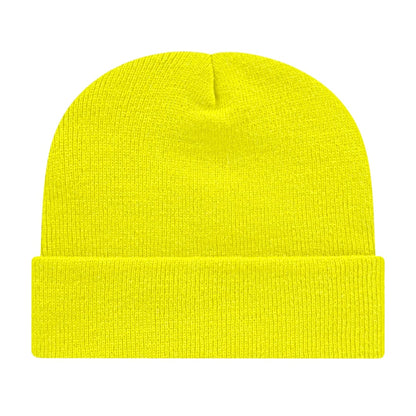 Front View of Yellow Cap America Knit Cap with Cuff plain