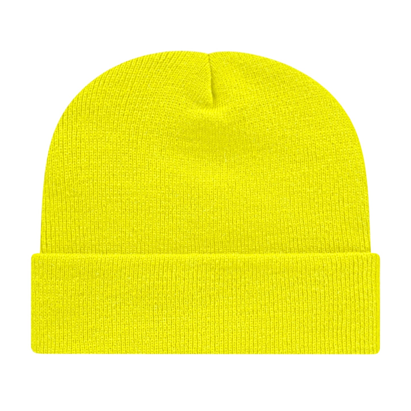 Front View of Yellow Cap America Knit Cap with Cuff plain