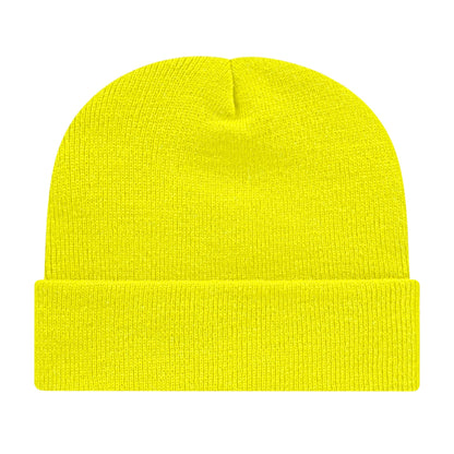 Front View of Yellow Cap America Knit Cap with Cuff plain