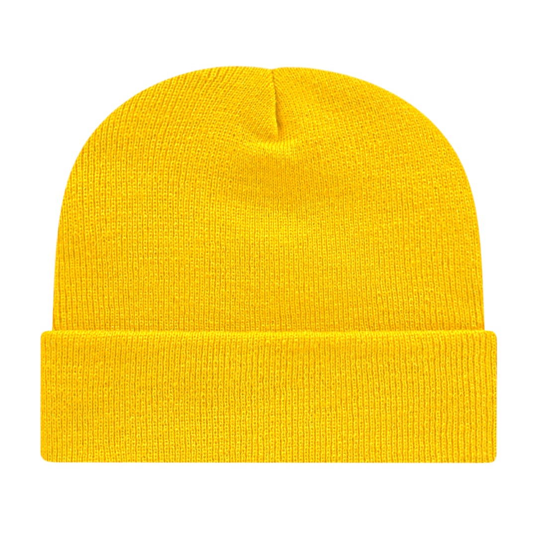Front View of Yellow Cap America Knit Cap with Cuff plain