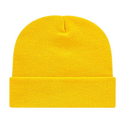 Front View of Yellow Cap America Knit Cap with Cuff plain