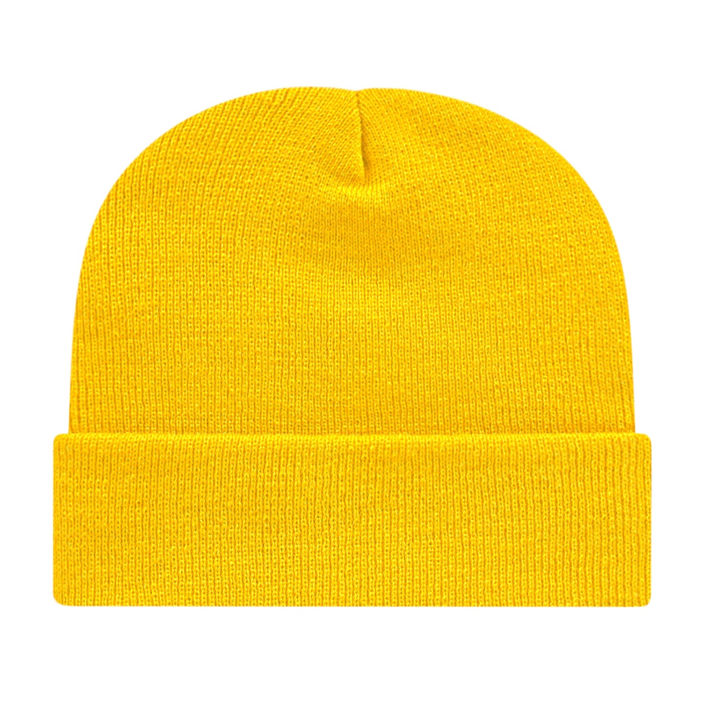Front View of Yellow Cap America Knit Cap with Cuff plain