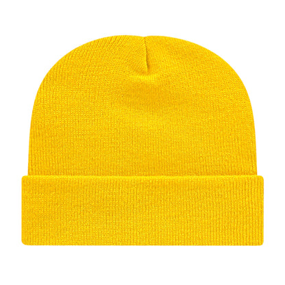 Front View of Yellow Cap America Knit Cap with Cuff plain