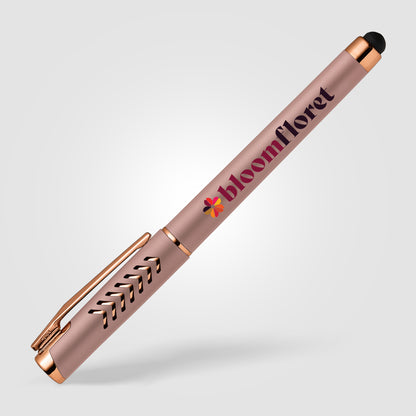 Gold (Barrel) Hollywood Rose Gold Gel Pen w/Stylus