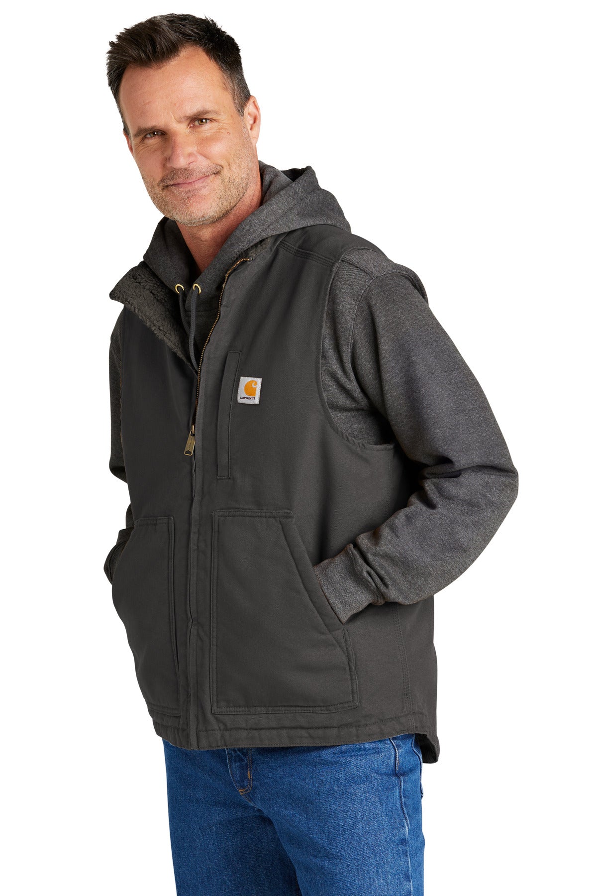 Gravel Carhartt Sherpa-Lined Mock Neck Vest CT104277