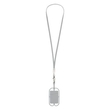 GRAY 2-In-1 Charging Cable Lanyard With Phone Holder & Wallet plain grouped