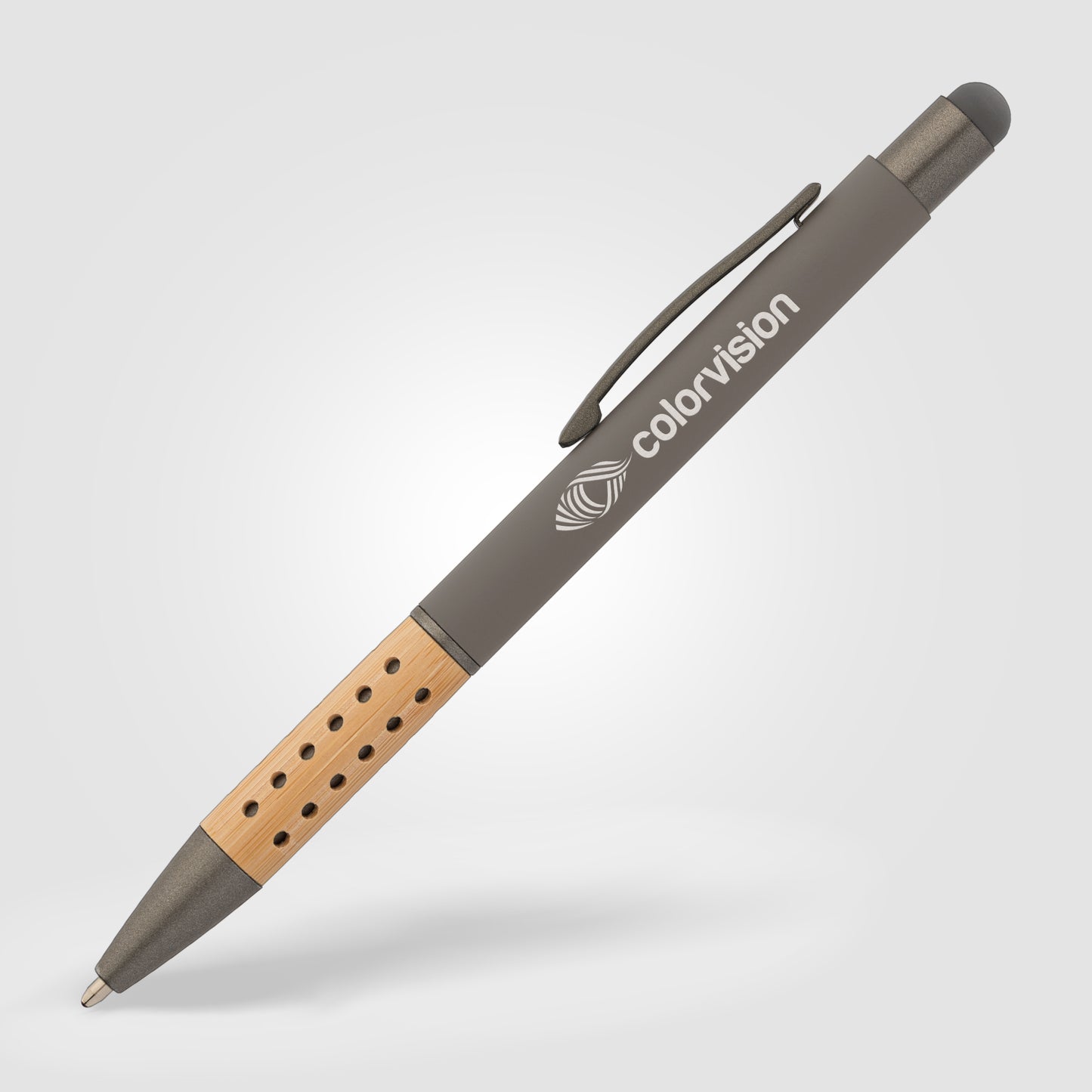 Gray (Barrel) Bowie Bamboo Grip Stylus Pen
