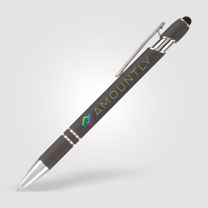 Gray (Barrel) Ellipse Softy Gel Pen w/Stylus