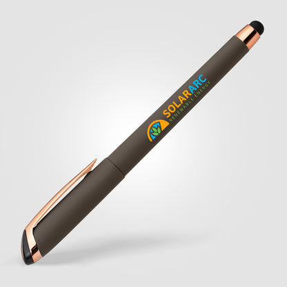Gray (Barrel) Gazelle Gel Softy Rose Gold Pen w/ Stylus