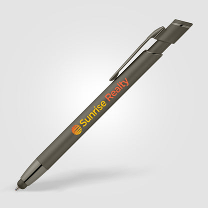 Gray (Barrel) Pacific Softy Monochrome Metallic Pen w/ Stylus