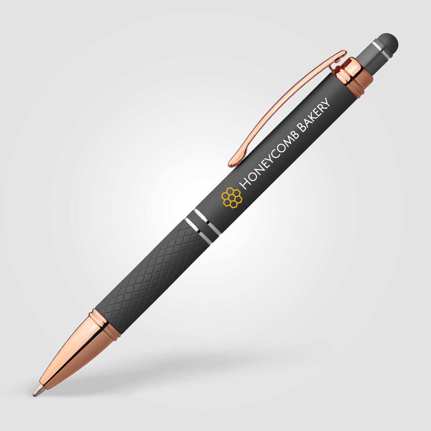 Gray (Barrel) Phoenix Softy Rose Gold Metallic Pen w/ Stylus