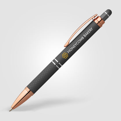 Gray (Barrel) Phoenix Softy Rose Gold Metallic Pen w/ Stylus