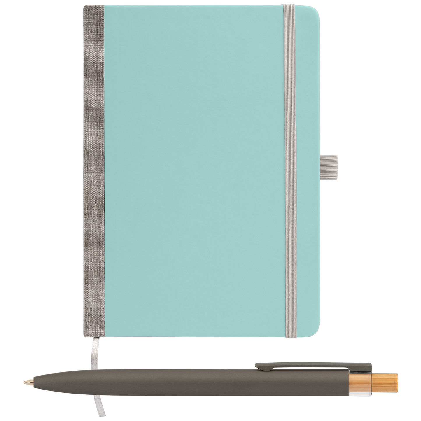 Gray (Barrel) Steinbeck Recycled Hard Cover Journal & Pen Set - A5 5.9'' x 8.3'' plain