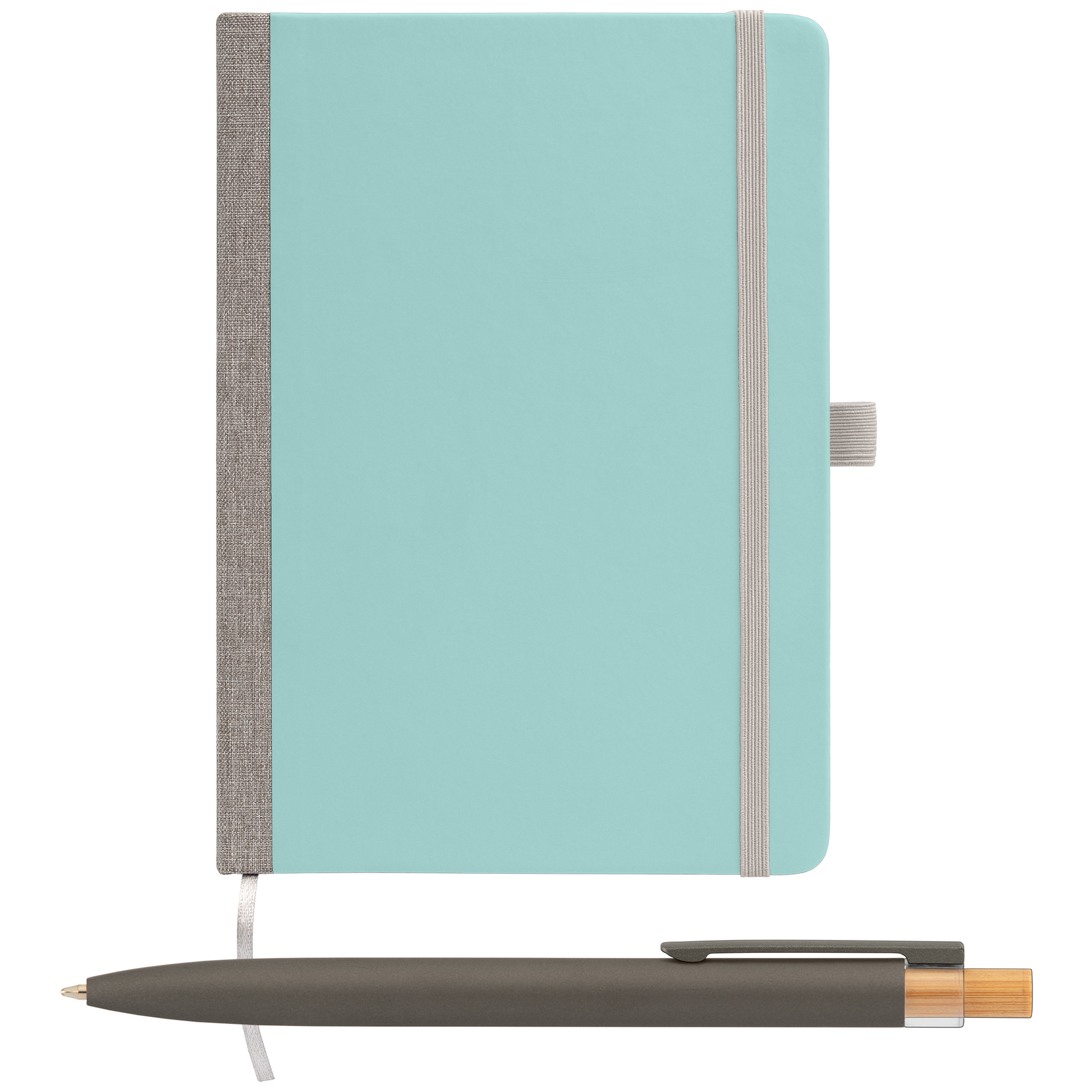 Gray (Barrel) Steinbeck Recycled Hard Cover Journal & Pen Set - A5 5.9'' x 8.3'' plain