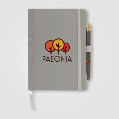 Gray (Barrel) Steinbeck Recycled Hard Cover Journal & Pen Set - A5 5.9'' x 8.3''
