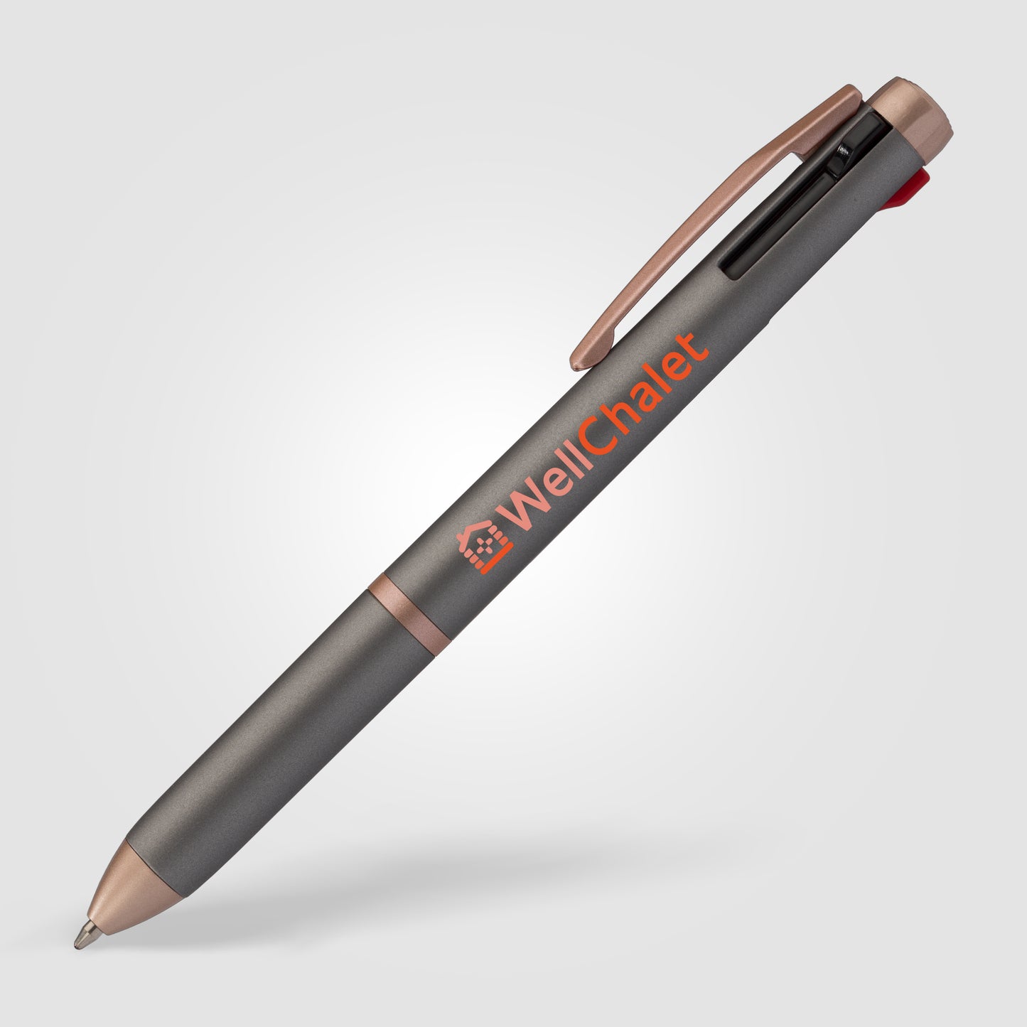 Gray (Barrel) Trio Rose Gold Multi-Ink Pen