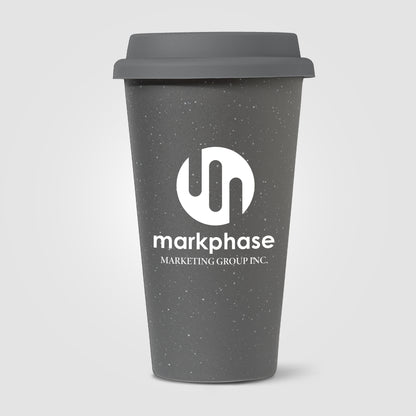 Gray (Lid) Equator - 9 oz. Double Wall Ceramic Tumbler with Silicone Lid