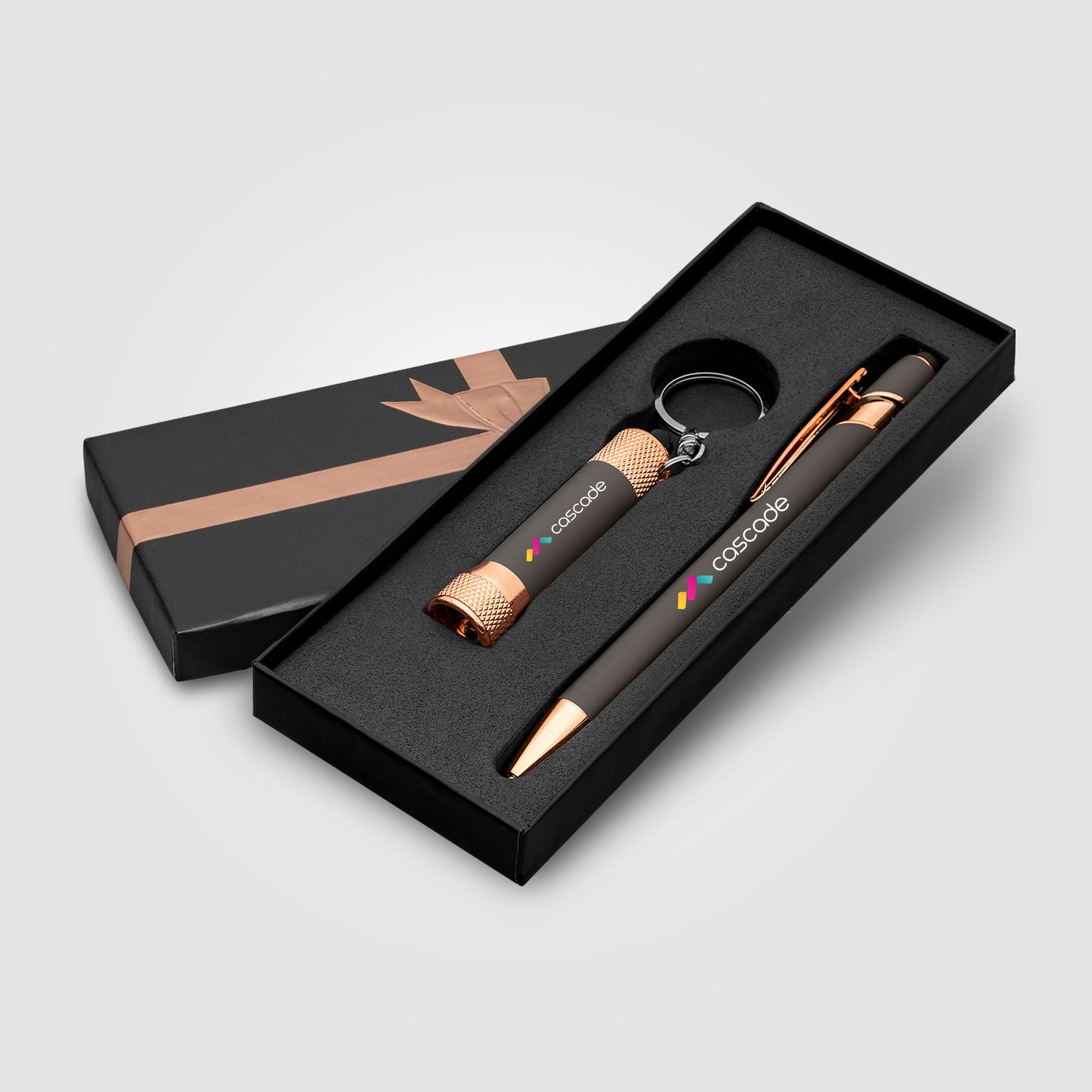 Gray (Product 1 Color) Ellipse & Chroma Softy Rose Gold Classic Ribbon Gift Set