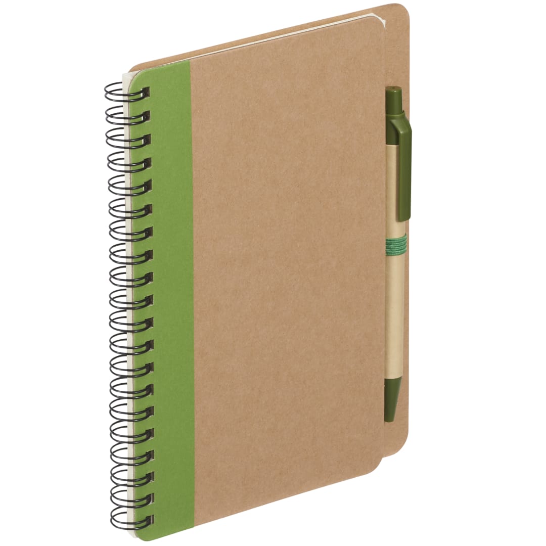 Green 5" x 7" FSC® Mix Eco Spiral Notebook with Pen plain