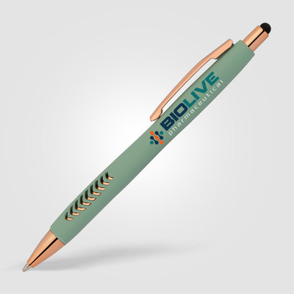 Green (Barrel) Avalon Softy Rose Gold Designer Pen w/ Stylus