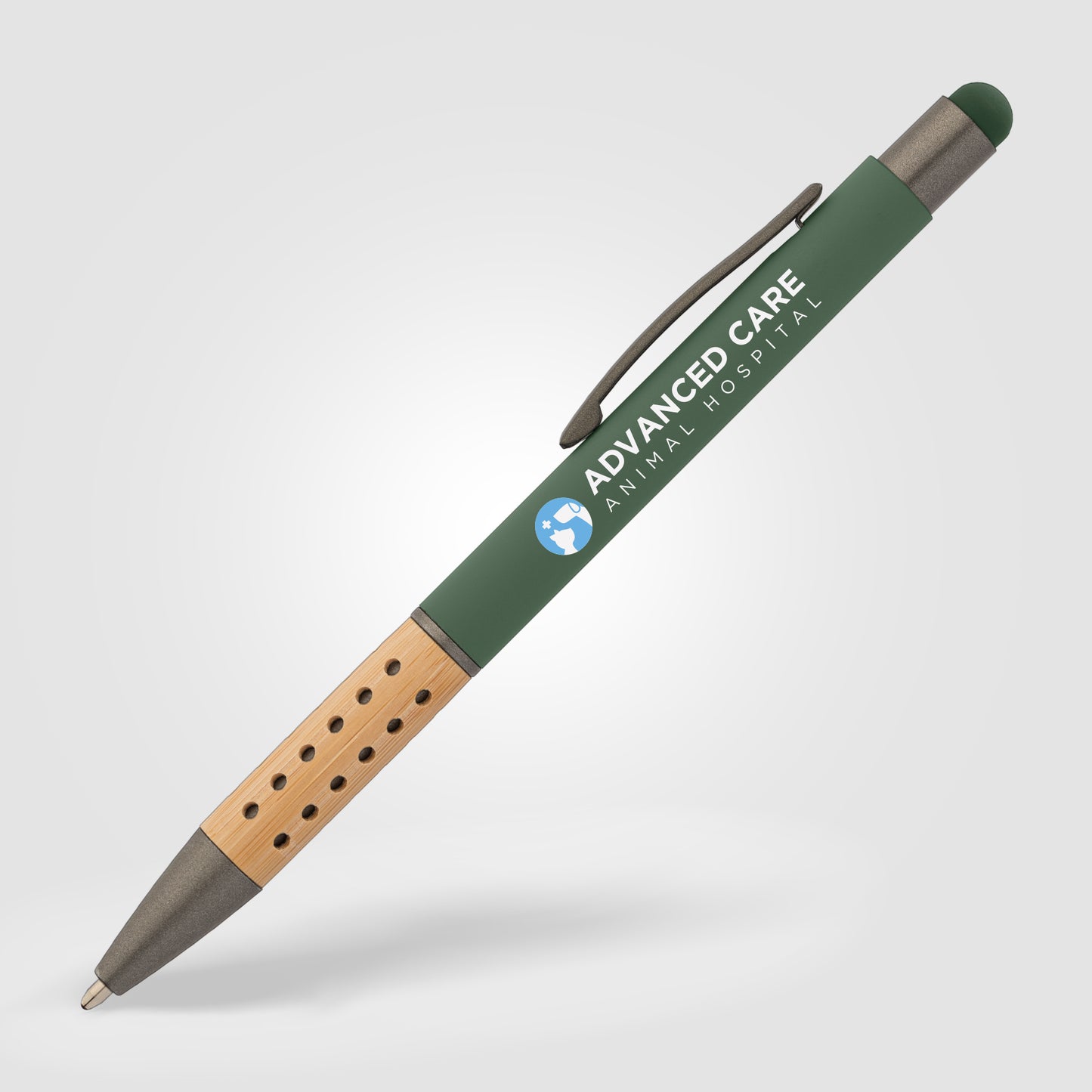 Green (Barrel) Bowie Bamboo Grip Stylus Pen