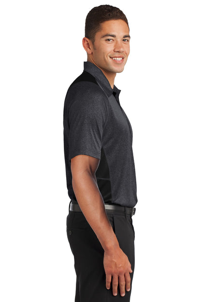 Grph He/Black Sport-Tek Heather Colorblock Contender Polo. ST665