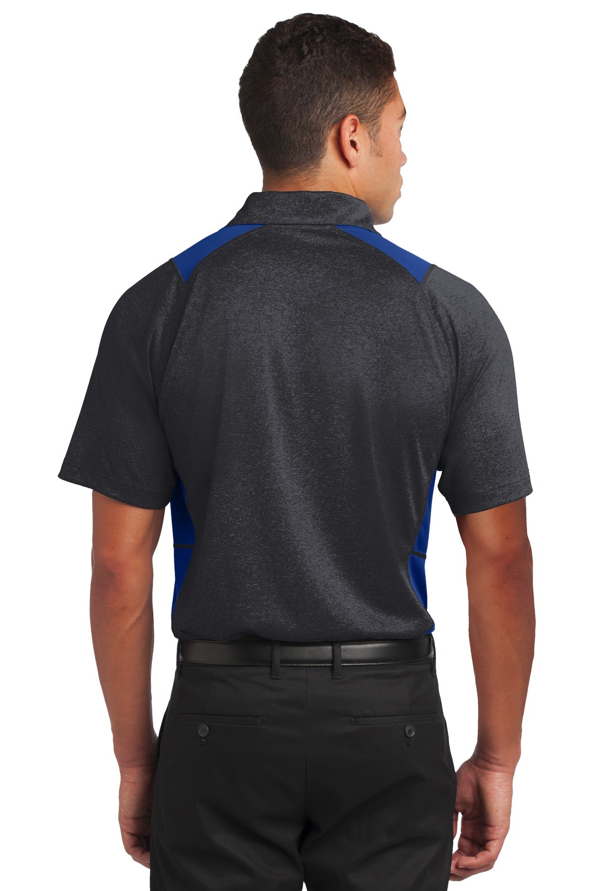 Grph He/Tr Roy Sport-Tek Heather Colorblock Contender Polo. ST665