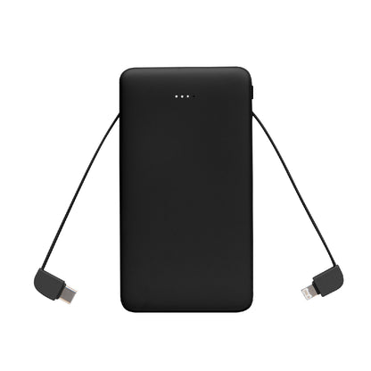 Inside View of BLACK 10,000 mAh Power Bank With Integrated Cables  grouped