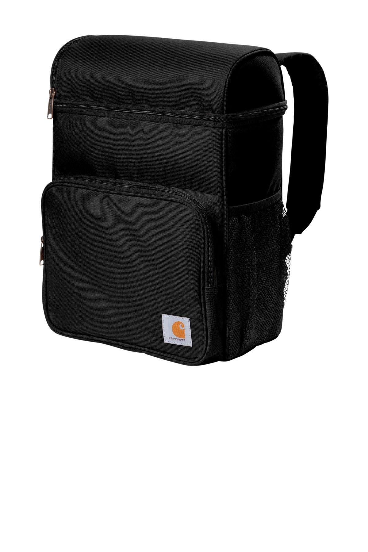 Left View of Black Carhartt Backpack 20-Can Cooler. CT89132109