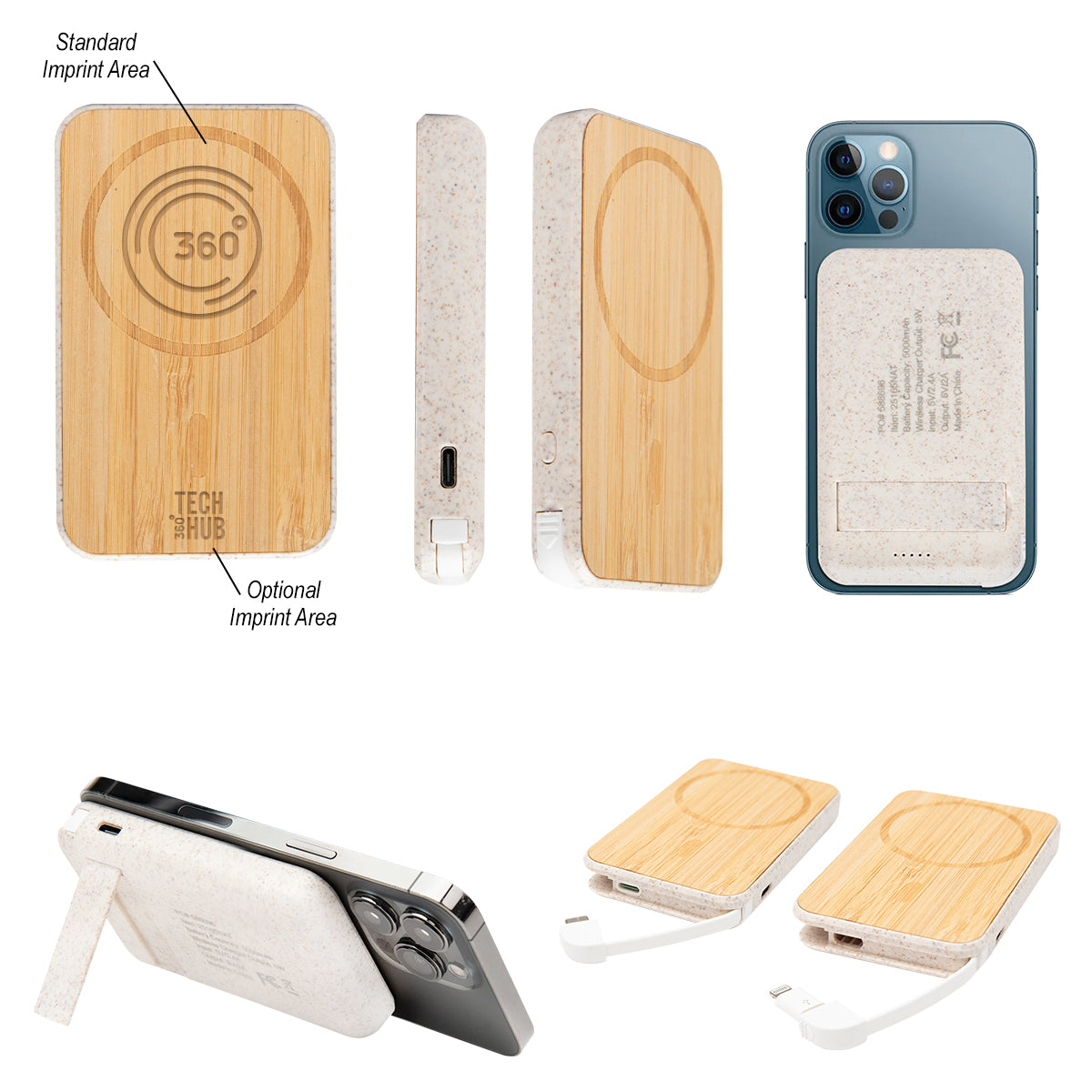 Mag Max Bamboo Wireless Charger Power Bank  grouped
