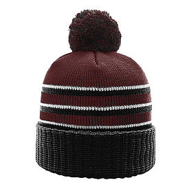 MAROON/BLACK/WHITE Richardson Stripe Pom Baenie