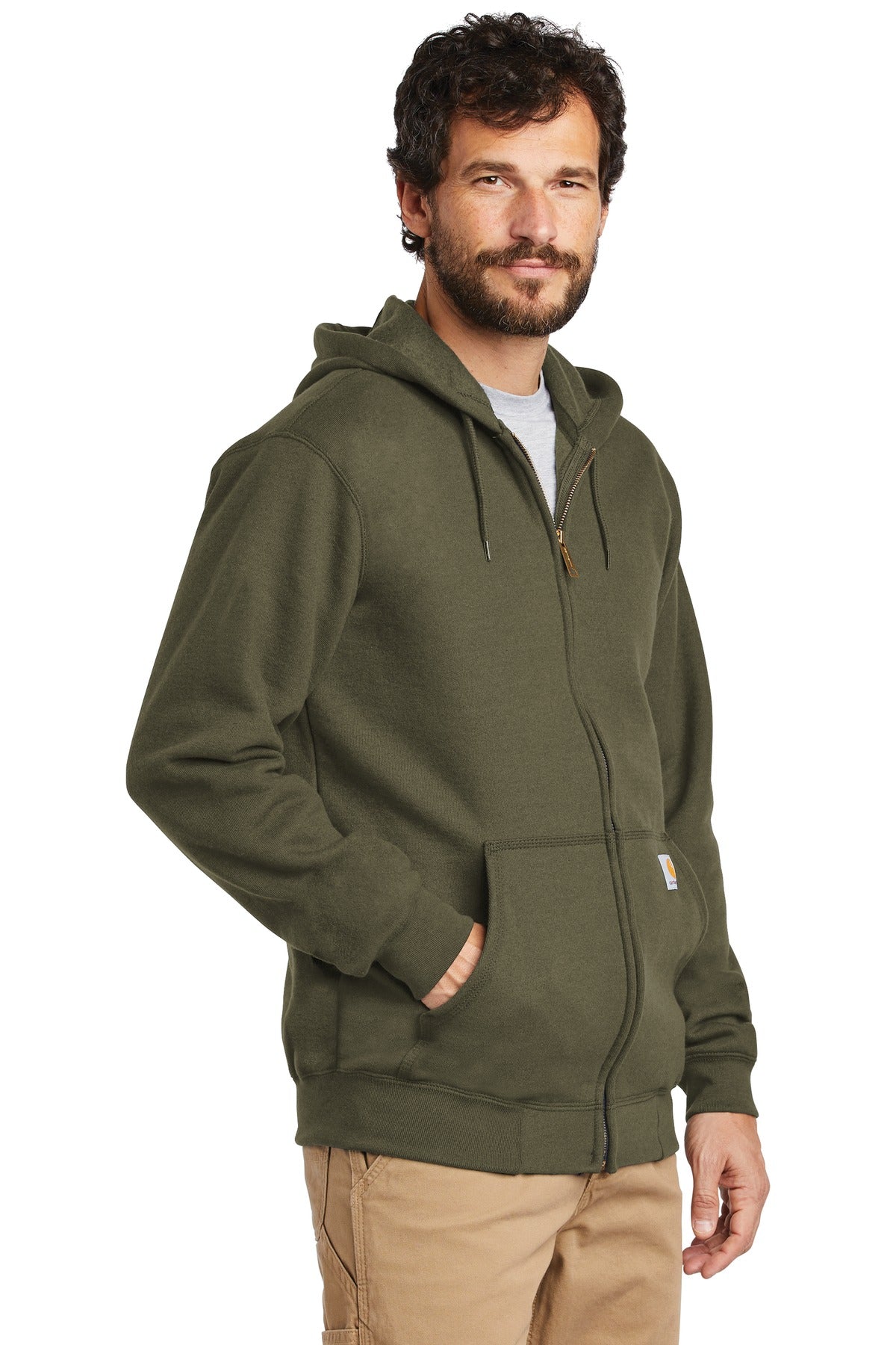 Moss Carhartt Midweight Hooded Zip-Front Sweatshirt. CTK122