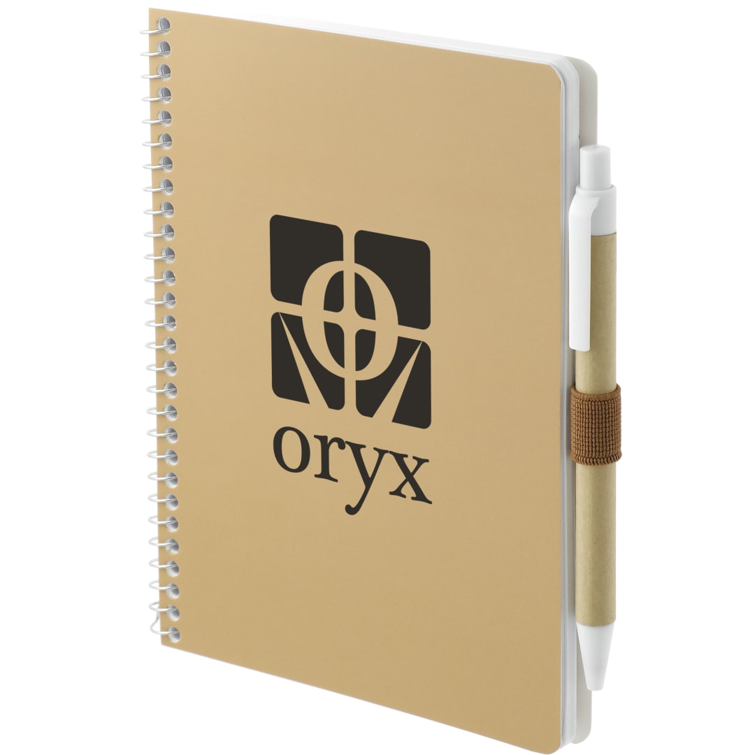 Natural 5” x 7” FSC® Mix Spiral Notebook with Pen