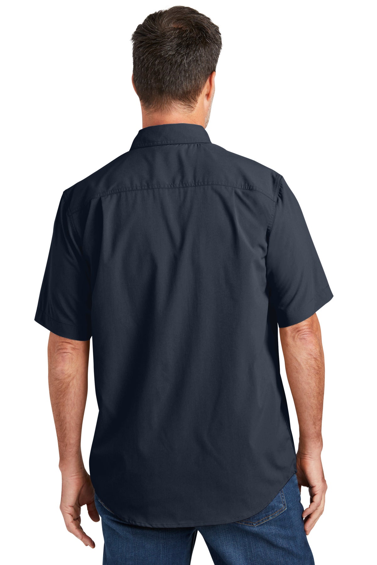 Navy Carhartt Force Solid Short Sleeve Shirt CT105292