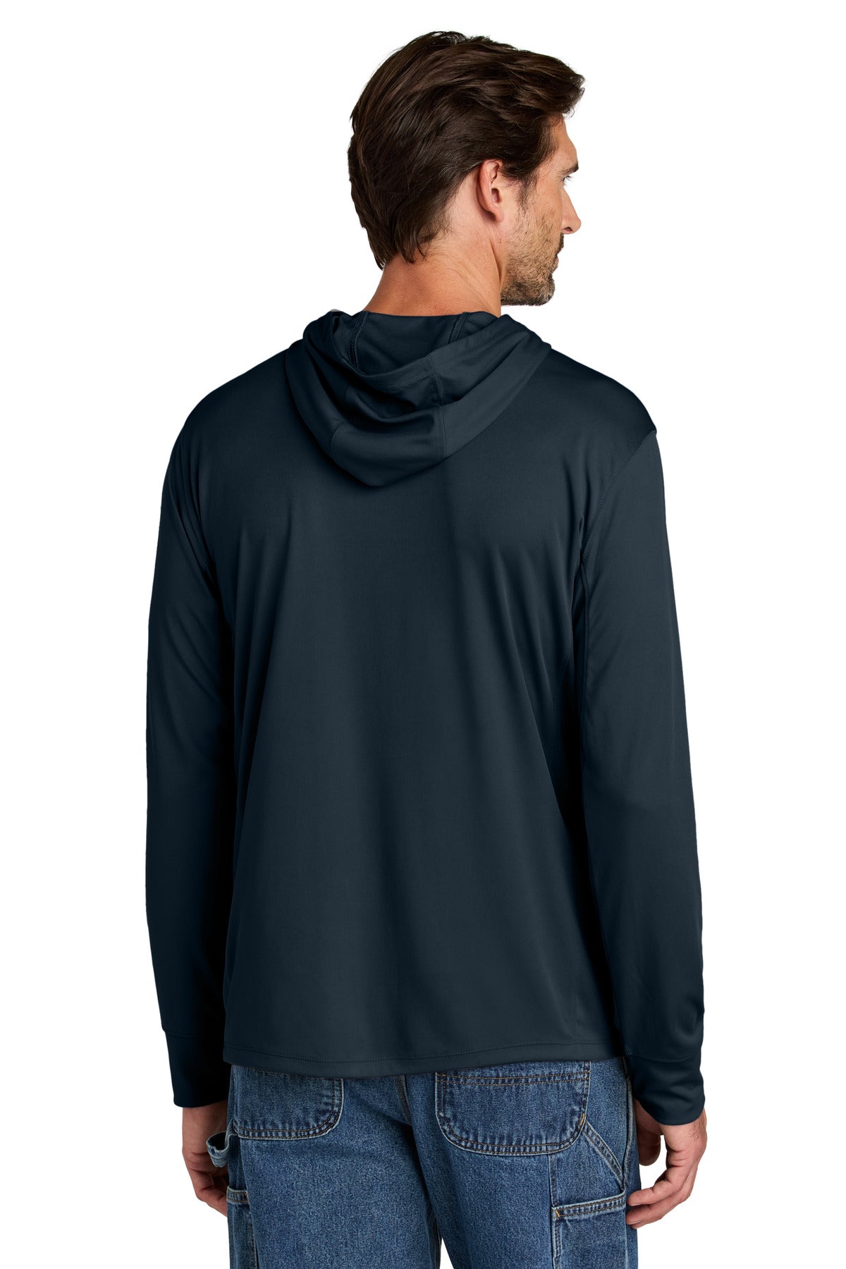 Navy Carhartt Force Sun Defender Long Sleeve Hooded T-Shirt CT106923