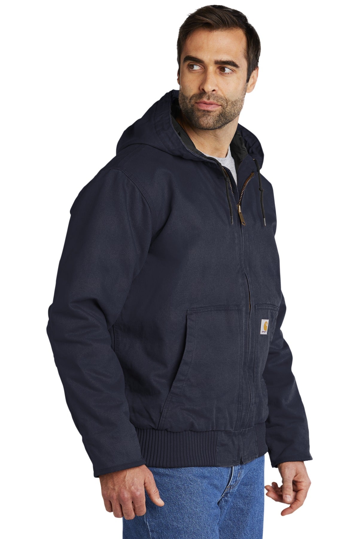 Navy Carhartt Tall Washed Duck Active Jac. CTT104050