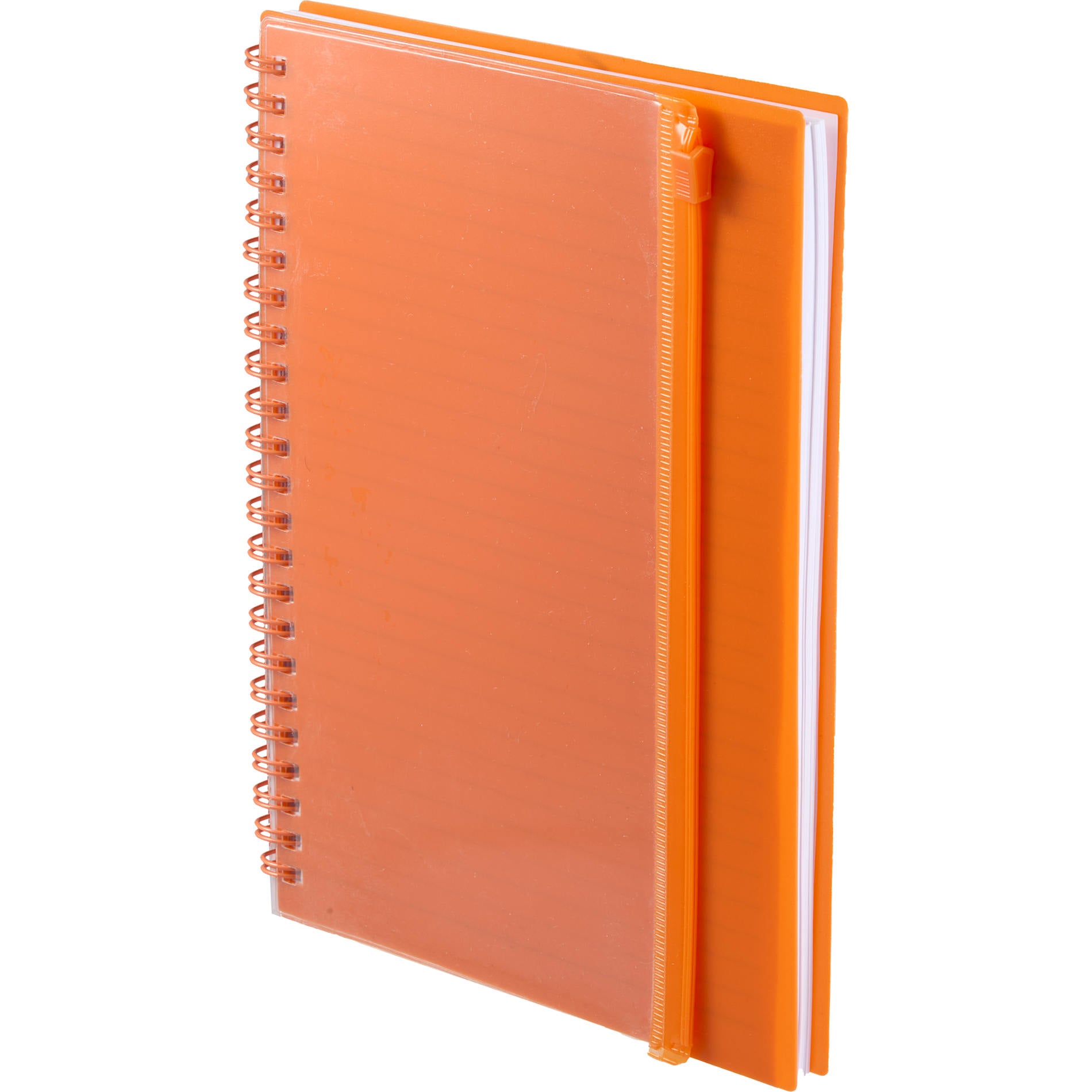Orange 5.5" x 8.5" Spiral Notebook with Clear Pocket plain