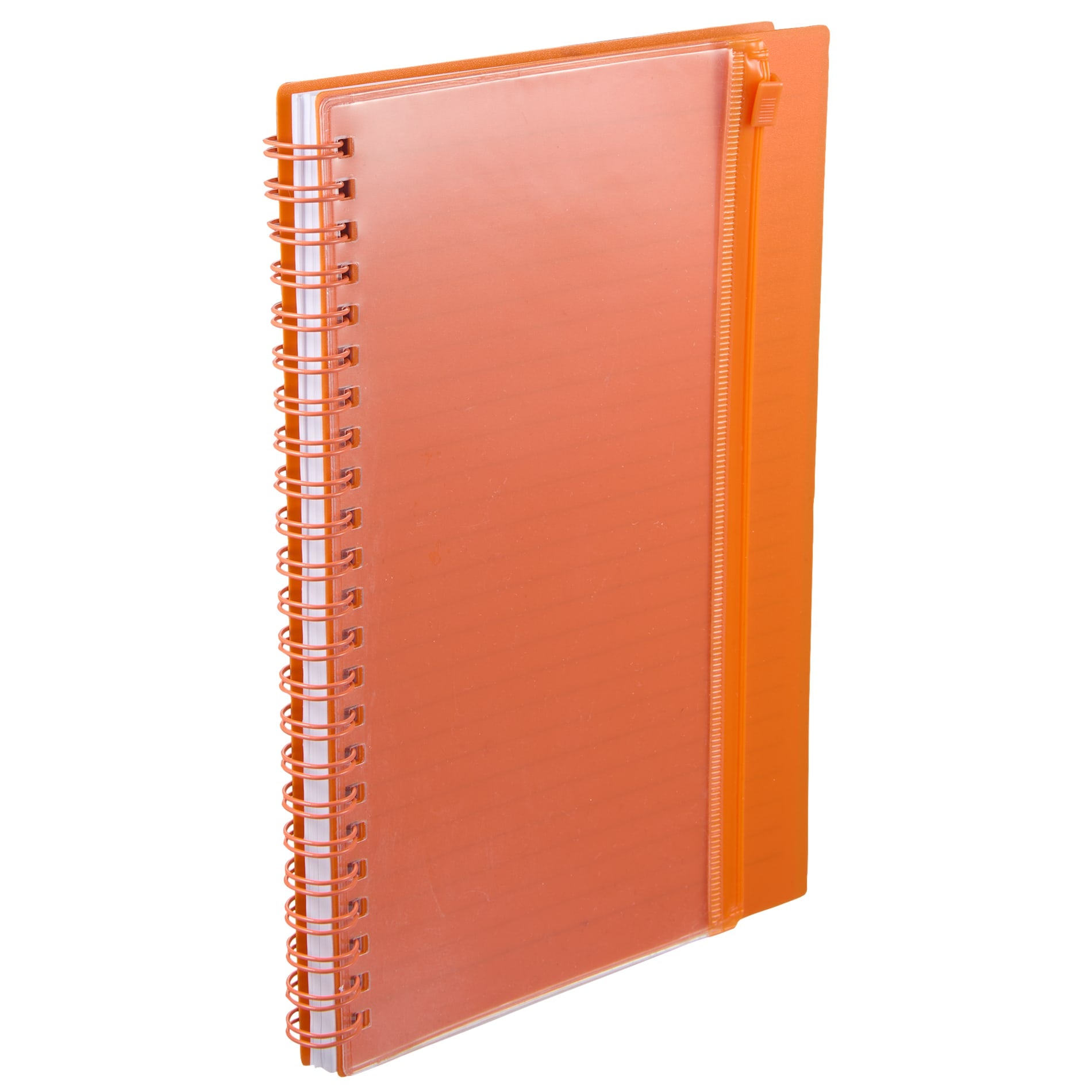 Orange 5.5" x 8.5" Spiral Notebook with Clear Pocket plain