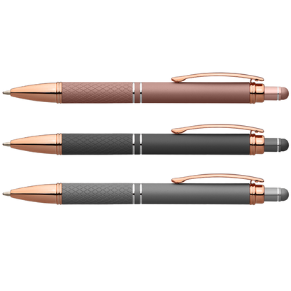 Phoenix Softy Rose Gold Metallic Pen w/ Stylus plain grouped