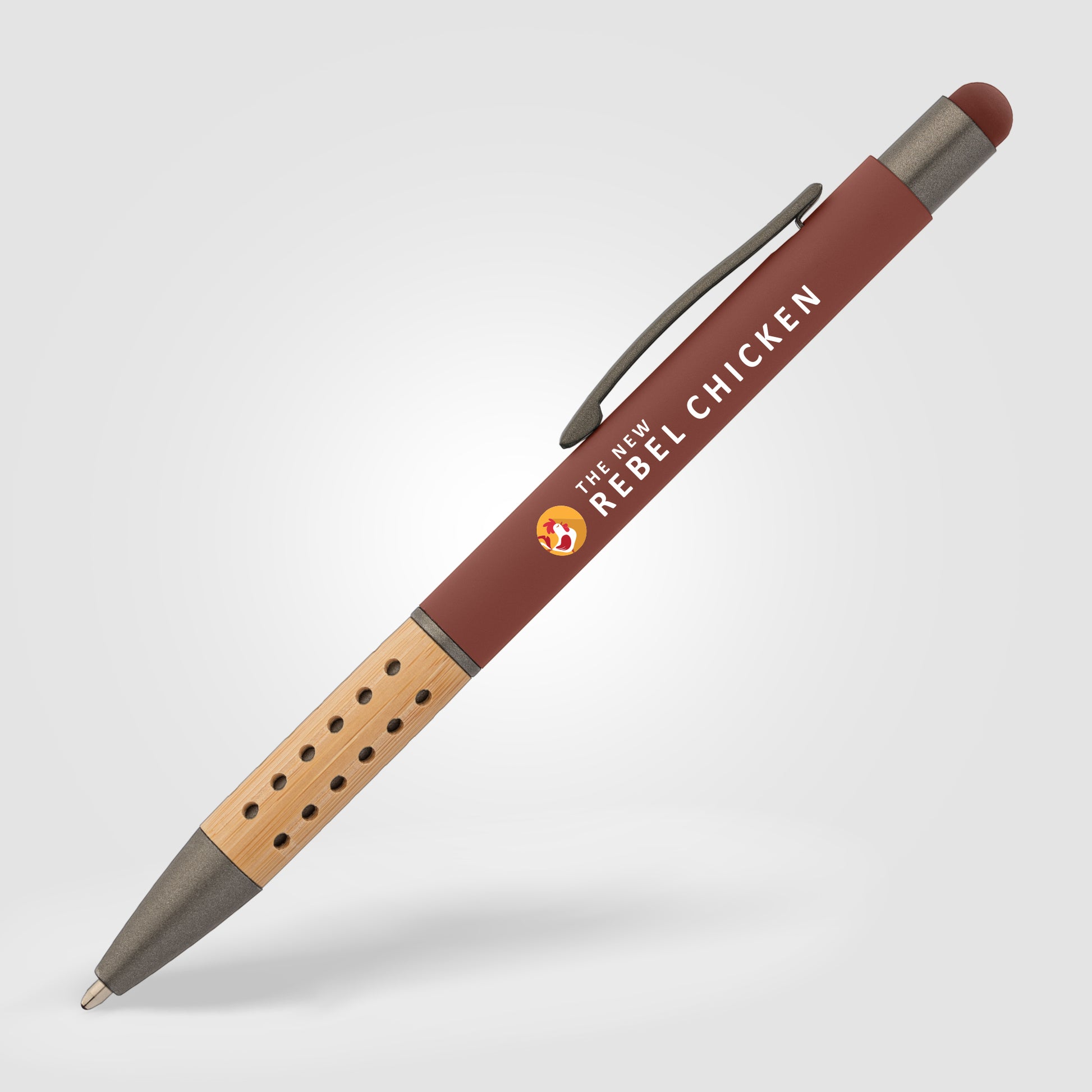 Pink (Barrel) Bowie Bamboo Grip Stylus Pen